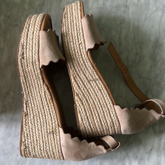 J Crew Factory espadrille/wedge in cream suede - Picture 5 of 6